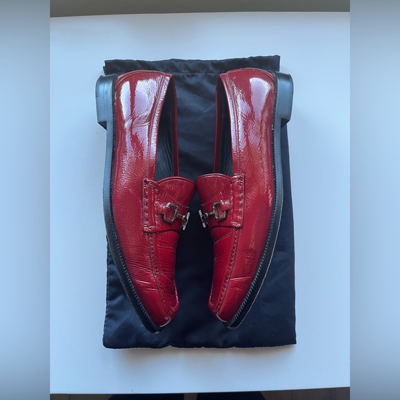 Gucci Red Patent Leather Horsebit Loafers - Picture 3 of 5